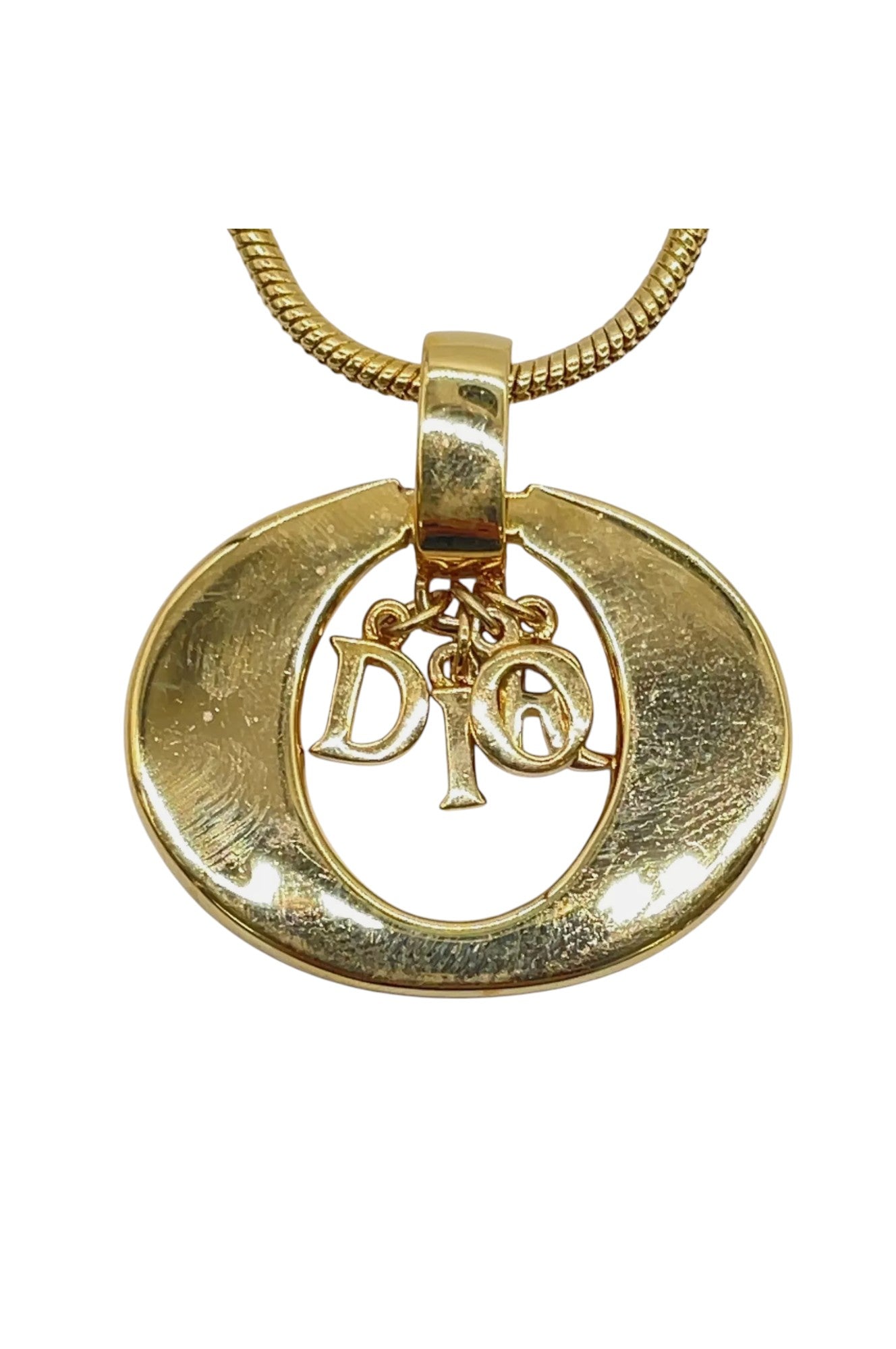 Auth Christian Dior CD logo/Rhinestone Pendant Necklace SK010207 - Velora Luxury Fashion