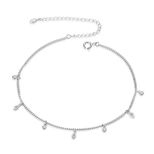 Authentic 925 Sterling Silver Minimalism Tassel Chain Anklet for Women - Velora Luxury Fashion