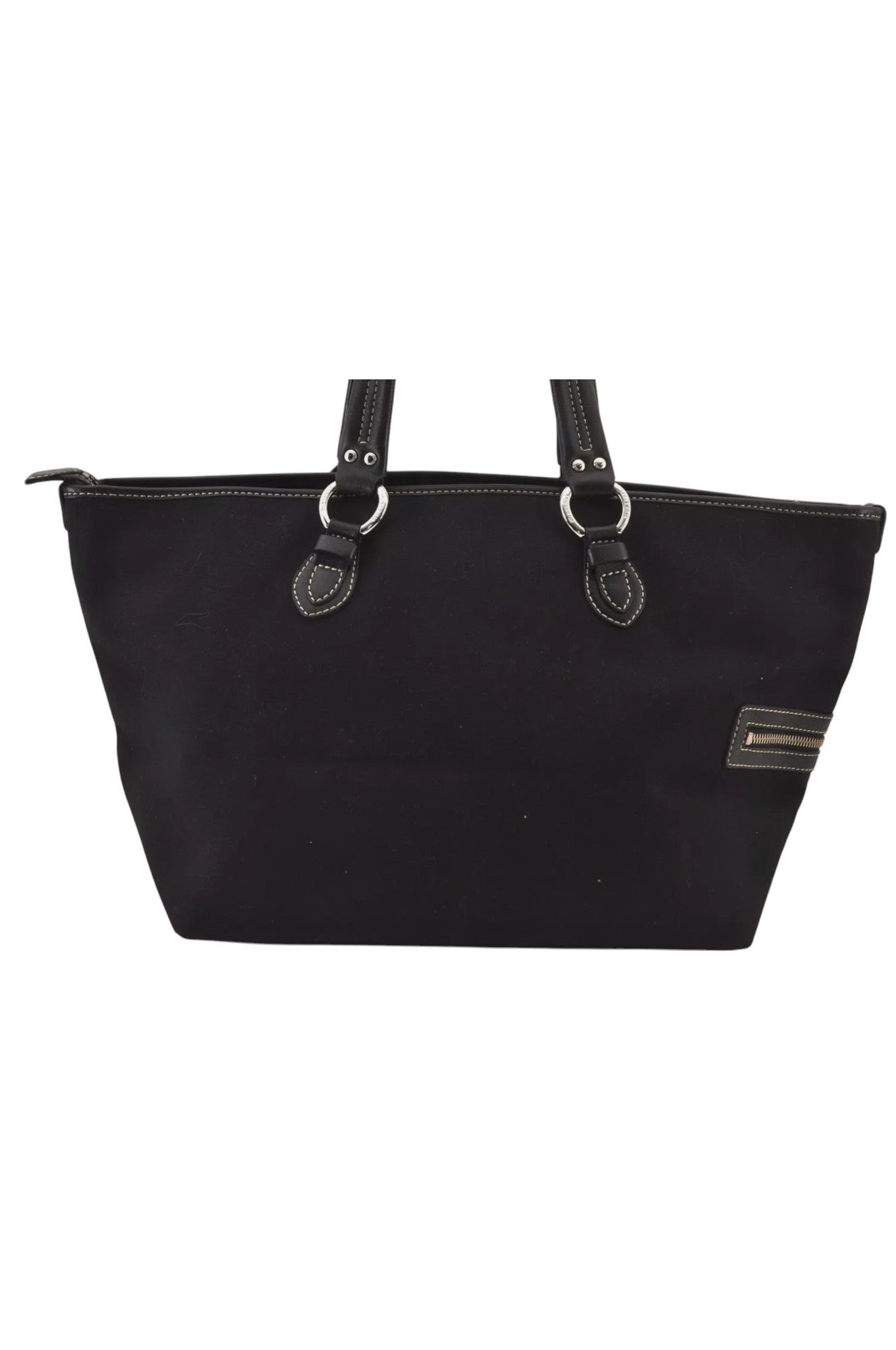 Authentic BURBERRY BLUE LABEL Hand Tote Bag Polyester Leather Black 7082L - Velora Luxury Fashion