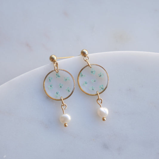 Boucles d’oreilles Perla - Estelle bleu- rond (moyen) - Velora