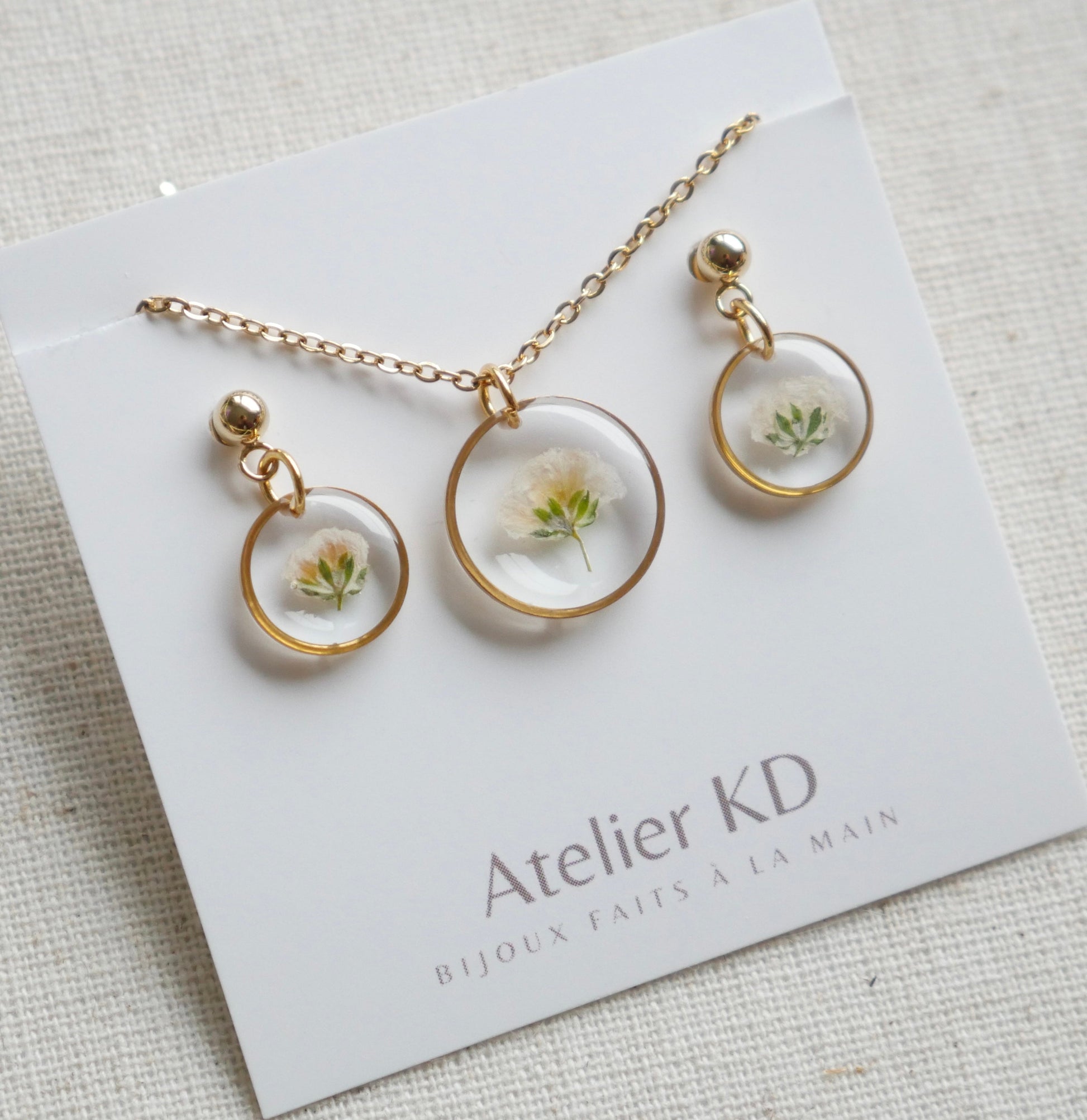 Parure gigi blanc - rond (petit) - Velora