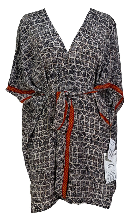 PRC6915 Avatar Pure Silk Kimono-Sleeved Jacket with Belt - Velora