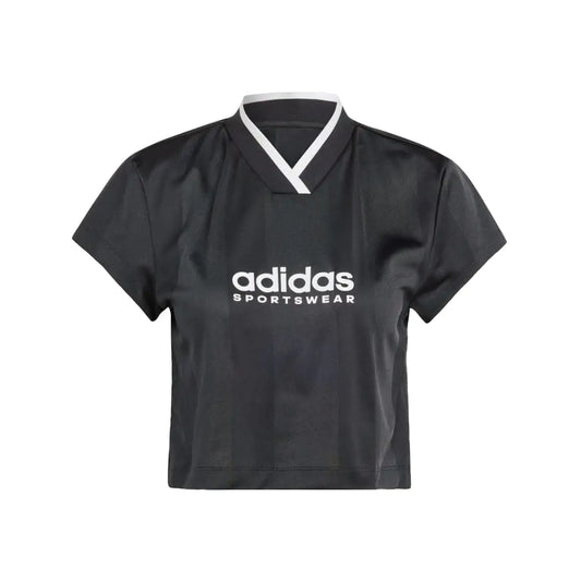 adidas Womens Tiro Colorblock Cropped Tee Black Large