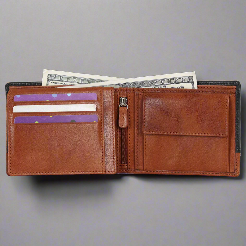 BOL Bi Fold Wallet Black/Brown - Velora Luxury Fashion