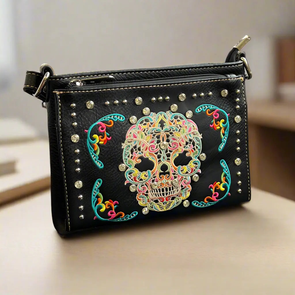 BOL Cross Body Sugar Skull Faux Leather Handbag - Velora Luxury Fashion