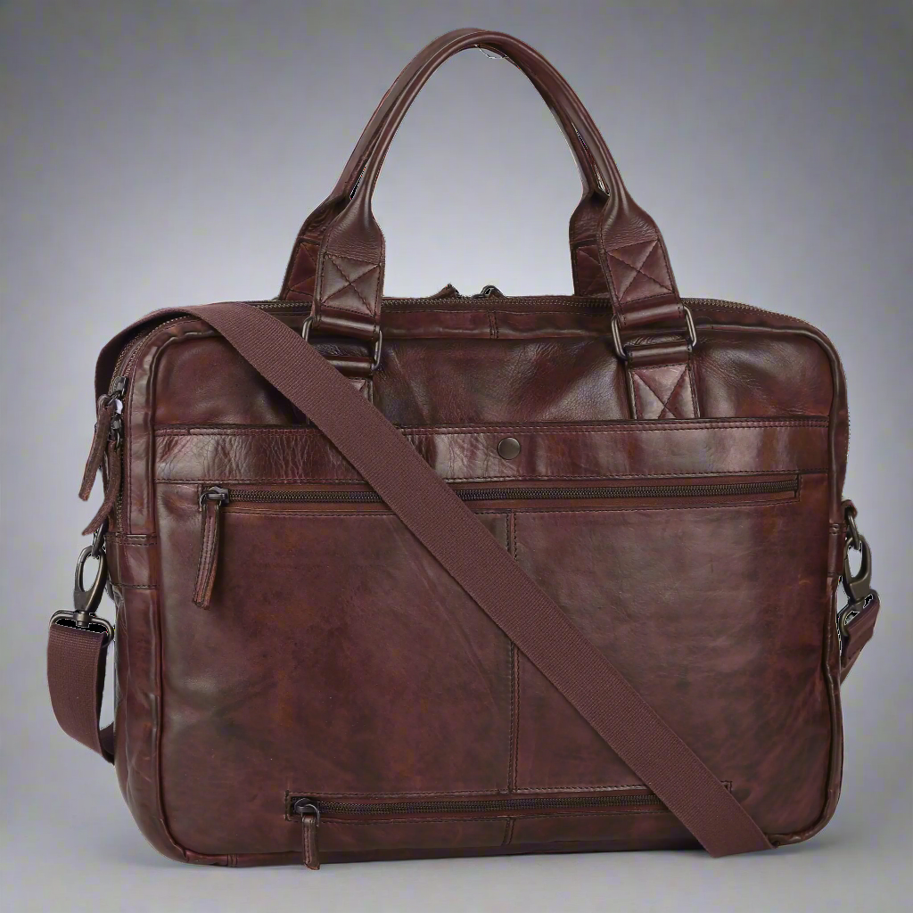BOL Front Zip Leather Laptop Bag Boutique of Leathers/Open Road
