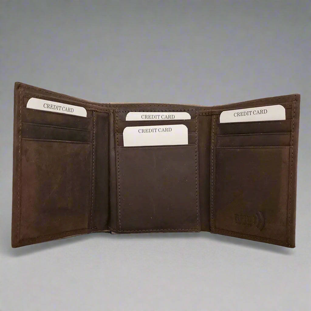 BOL Men's Centre Wing Trifold Leather RFID Wallet - Velora Luxury Fashion