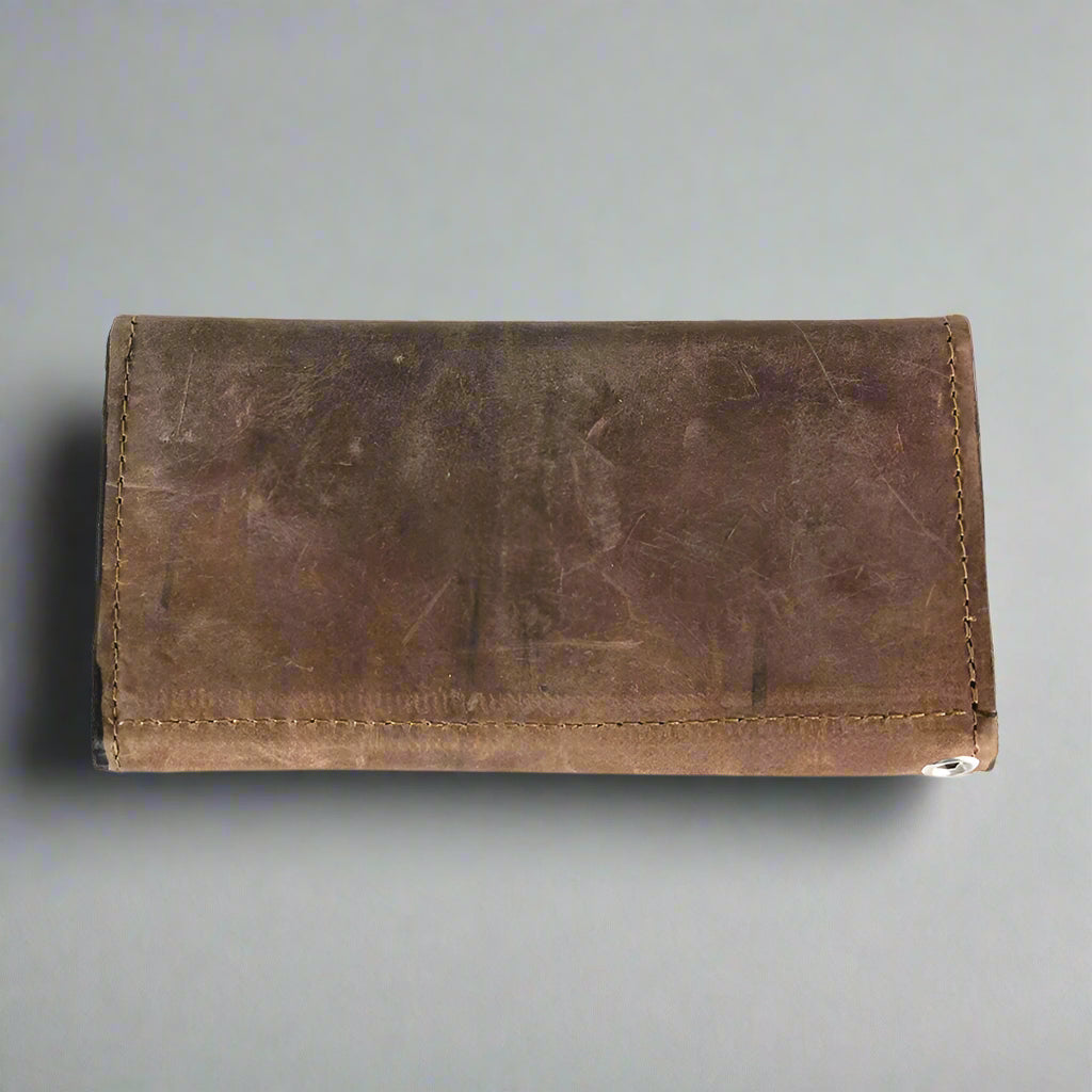 BOL Men's Chrome Plated Trucker Leather Trifold Wallet - Velora Luxury Fashion