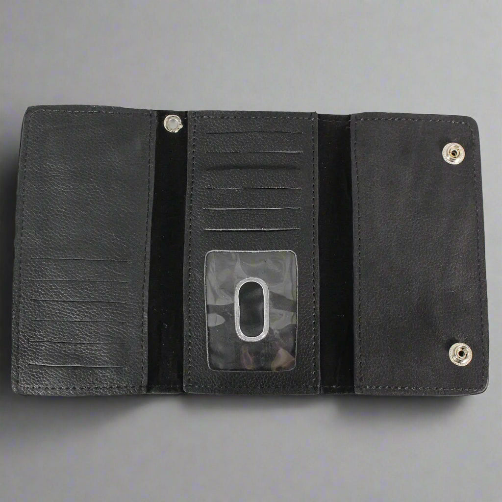 BOL Men's Chrome Plated Trucker Leather Trifold Wallet - Velora Luxury Fashion