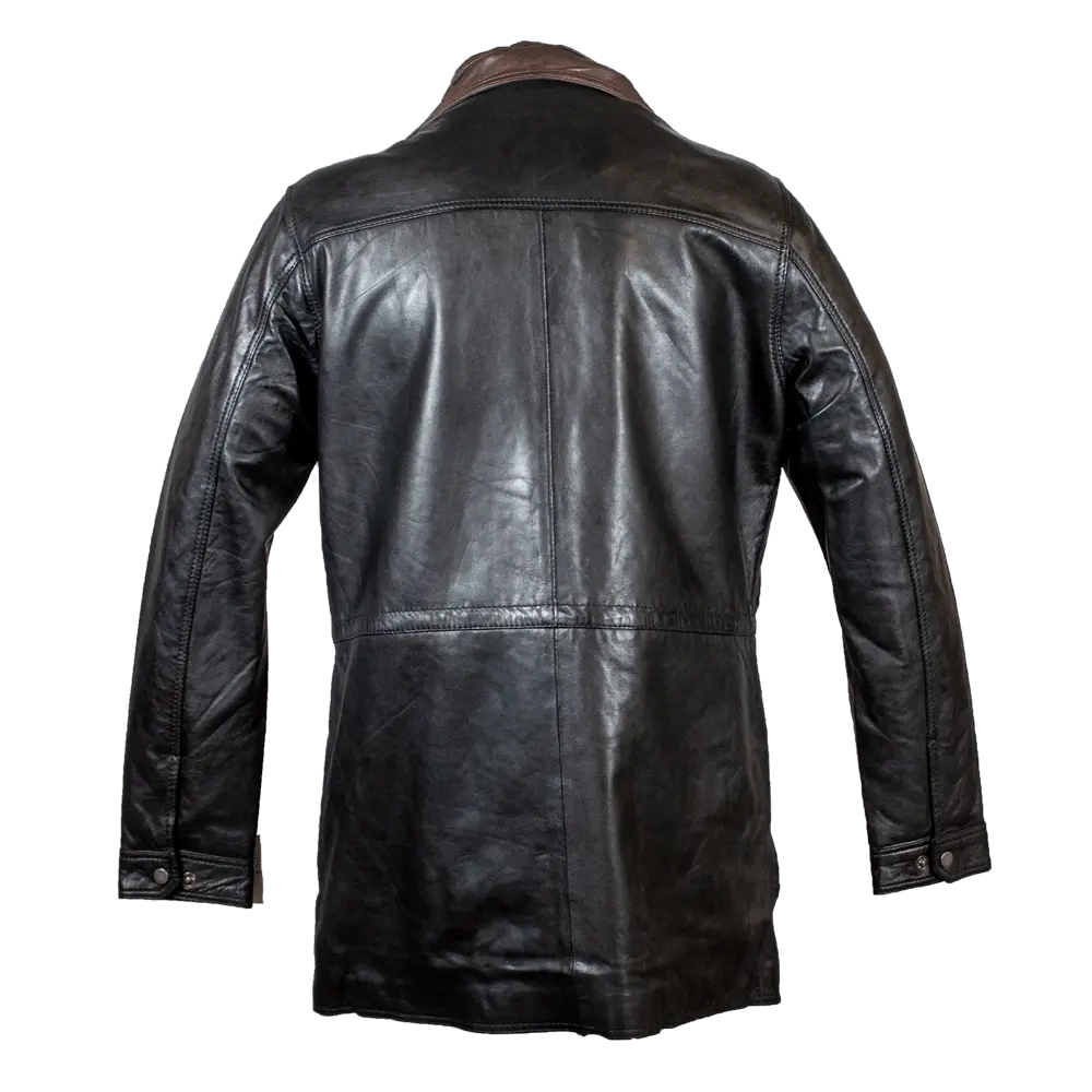 BOL Men's Double Collar Two-Tone Long Coat | Leather Jacket - Velora Luxury Fashion