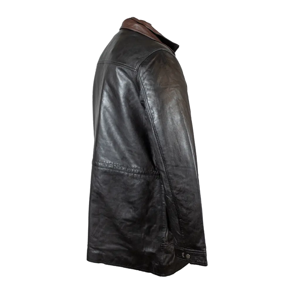BOL Men's Double Collar Two-Tone Long Coat | Leather Jacket - Velora Luxury Fashion