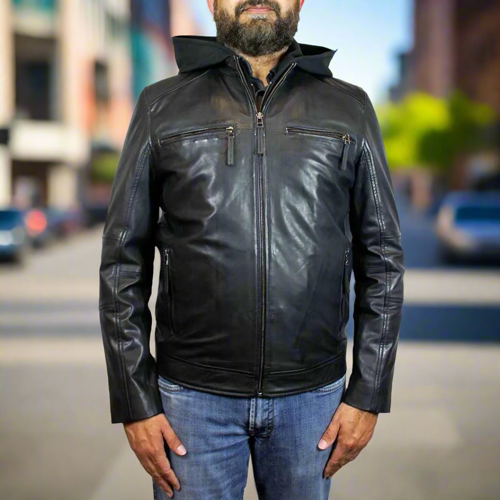 BOL Men's Eduardo Hoodie Leather Jacket - Velora Luxury Fashion