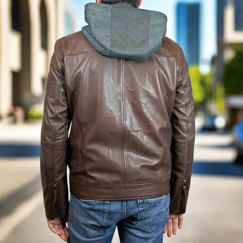 BOL Men's Eduardo Hoodie Leather Jacket - Velora Luxury Fashion