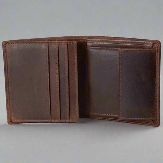 BOL Men's Vintage Leather Tri-fold with Change Pocket Wallet - Velora Luxury Fashion