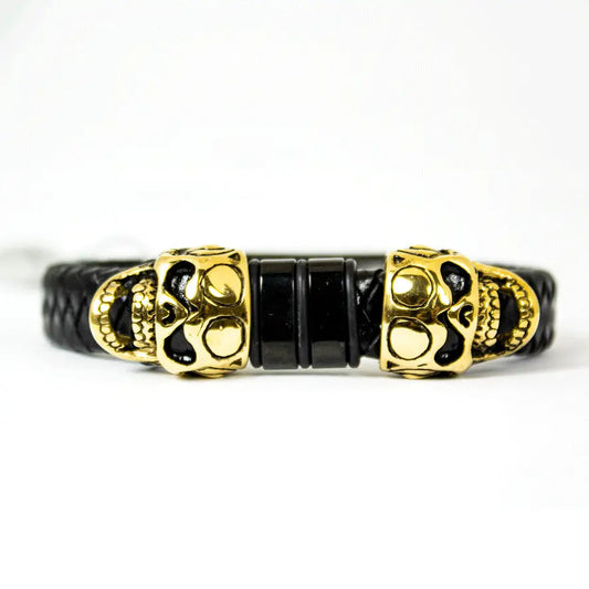 BOL Men's Braided Leather Skull Charm Bracelet Boutique of Leathers/Open Road