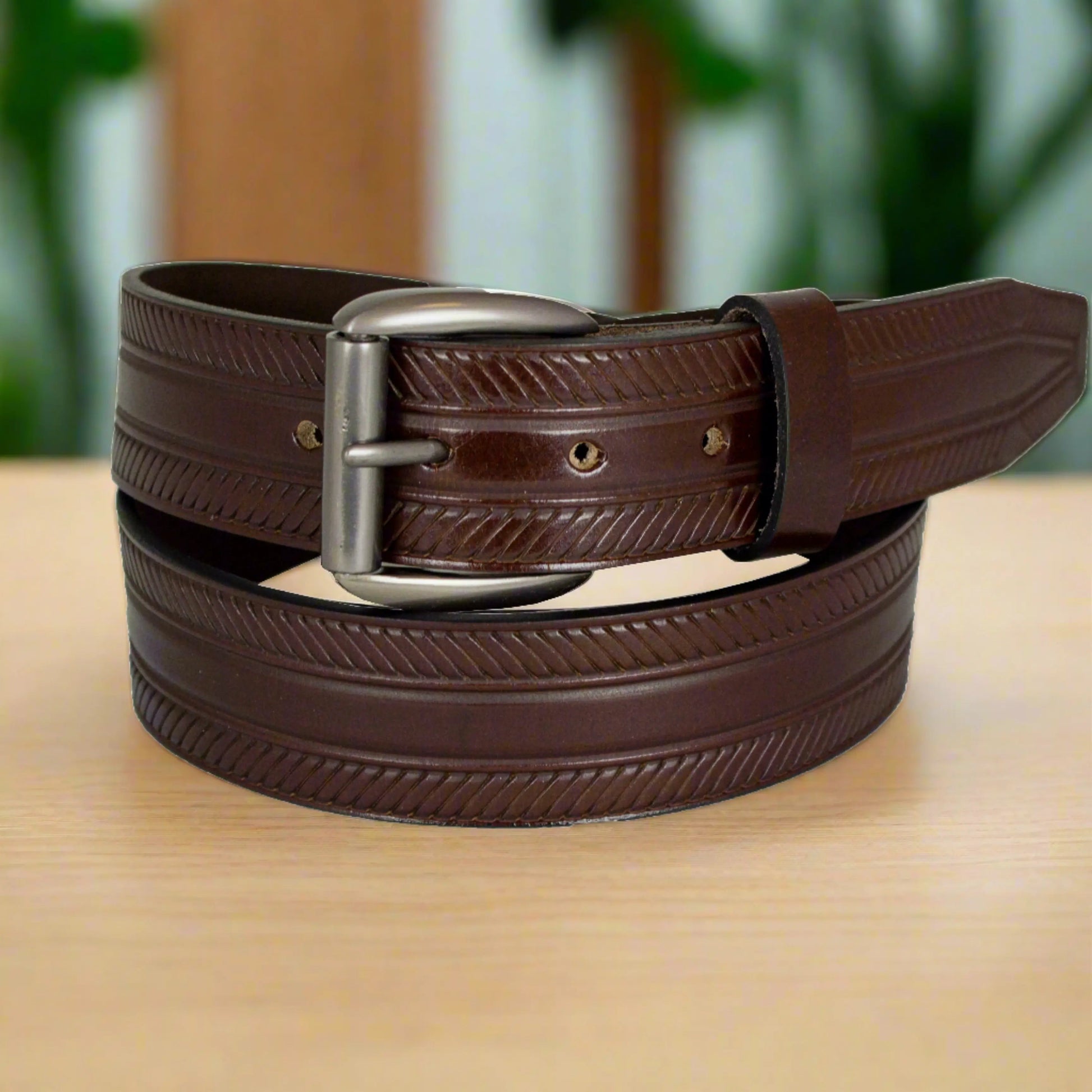 BOL Men's Removable Buckle Ribbed Leather Belt Boutique of Leathers/Open Road