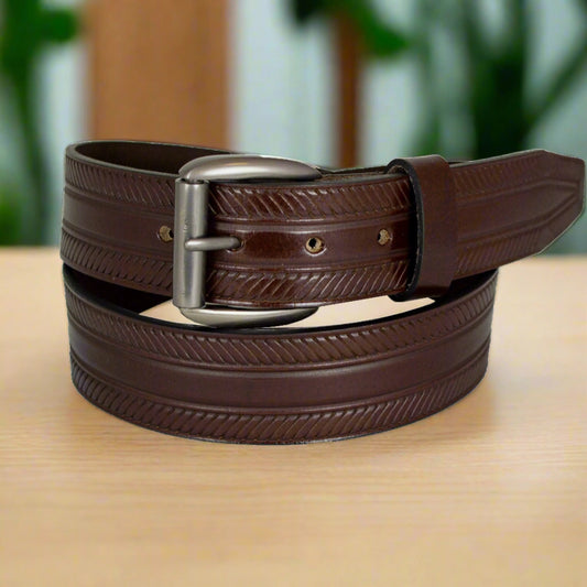 BOL Men's Removable Buckle Ribbed Leather Belt Boutique of Leathers/Open Road
