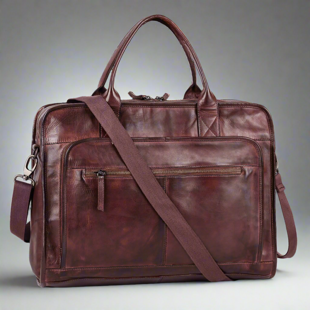 BOL/Open Road Two Handle Messenger Laptop Leather Bag - Velora Luxury Fashion