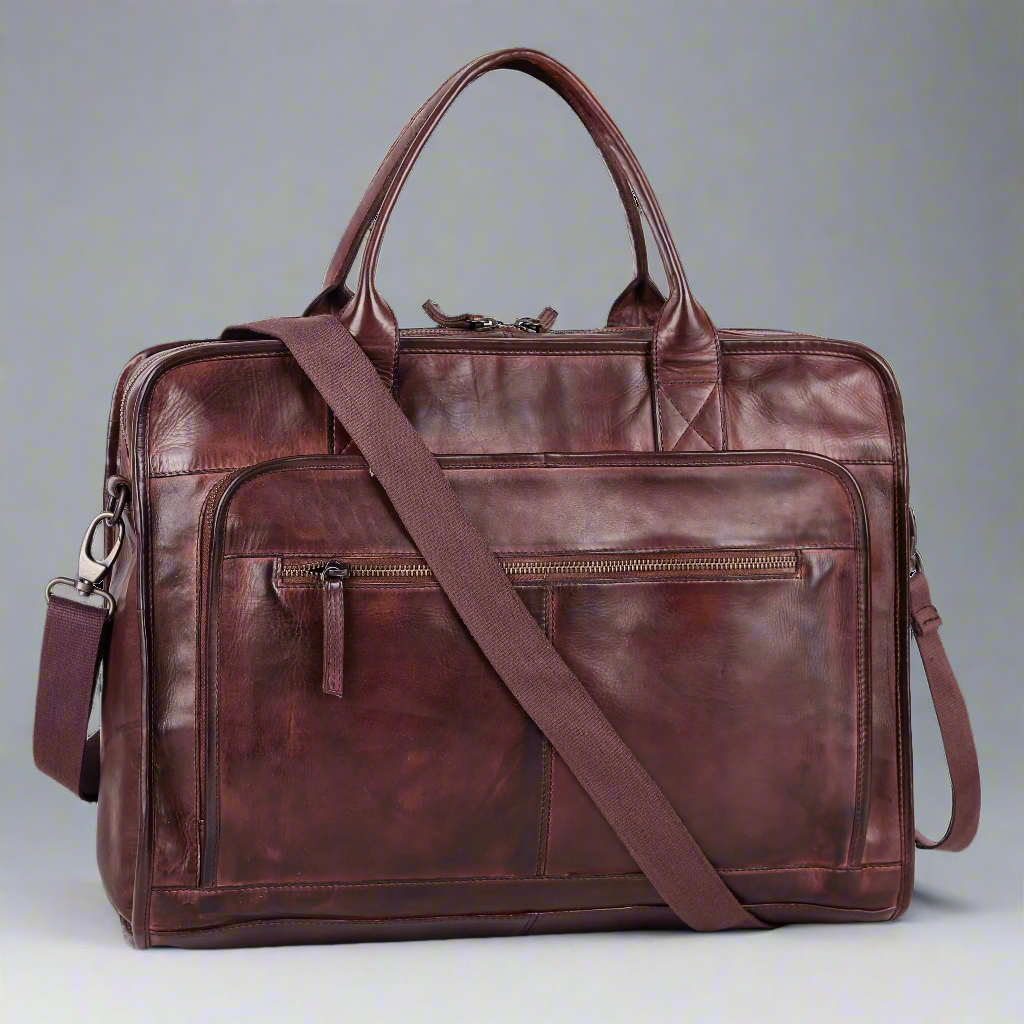 BOL/Open Road Two Handle Messenger Laptop Leather Bag - Velora Luxury Fashion
