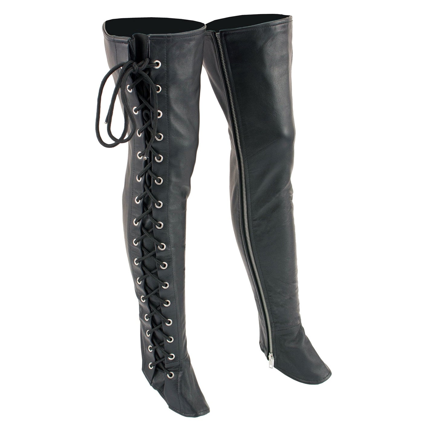 BOL/Open Road Women's Black Thigh High Leather Side Lace Leggings - Velora Luxury Fashion
