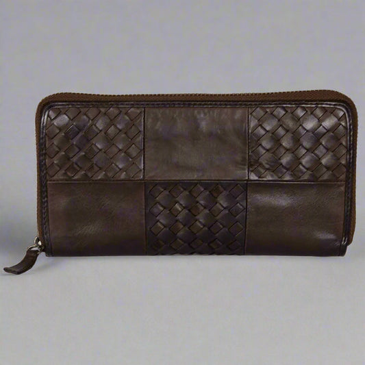 BOL Women's Basket Weave Zip-Around Clutch Wallet - Velora Luxury Fashion