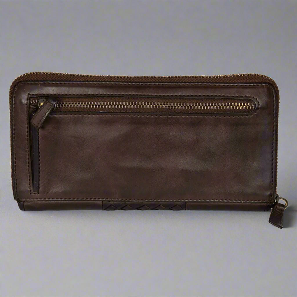 BOL Women's Basket Weave Zip-Around Clutch Wallet - Velora Luxury Fashion