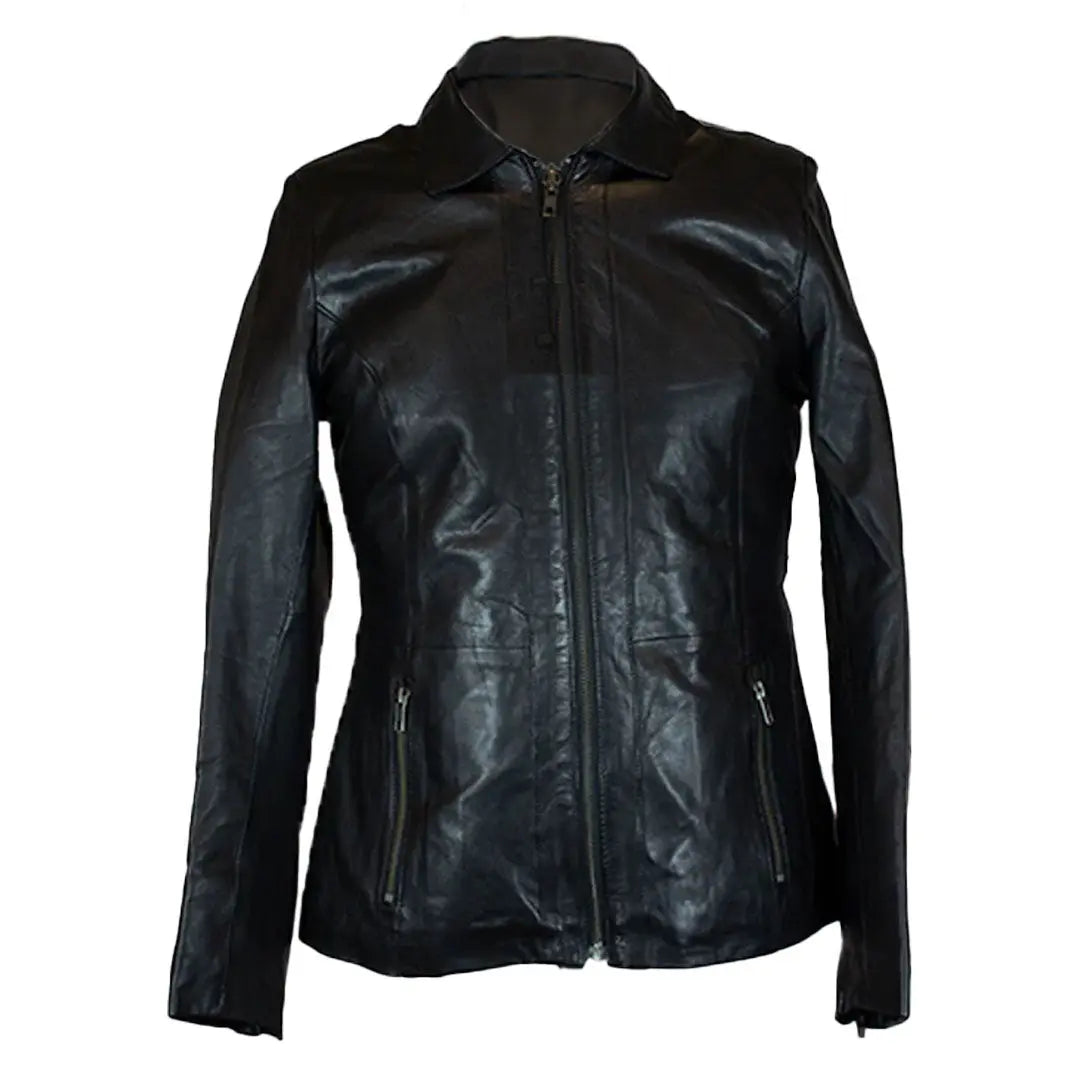BOL Women's Classic Black Zippered Motorcycle Style Fashion Sheepskin Leather Jacket - Velora Luxury Fashion