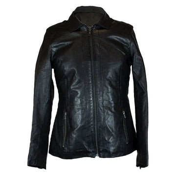 BOL Women's Classic Black Zippered Motorcycle Style Fashion Sheepskin Leather Jacket - Velora Luxury Fashion