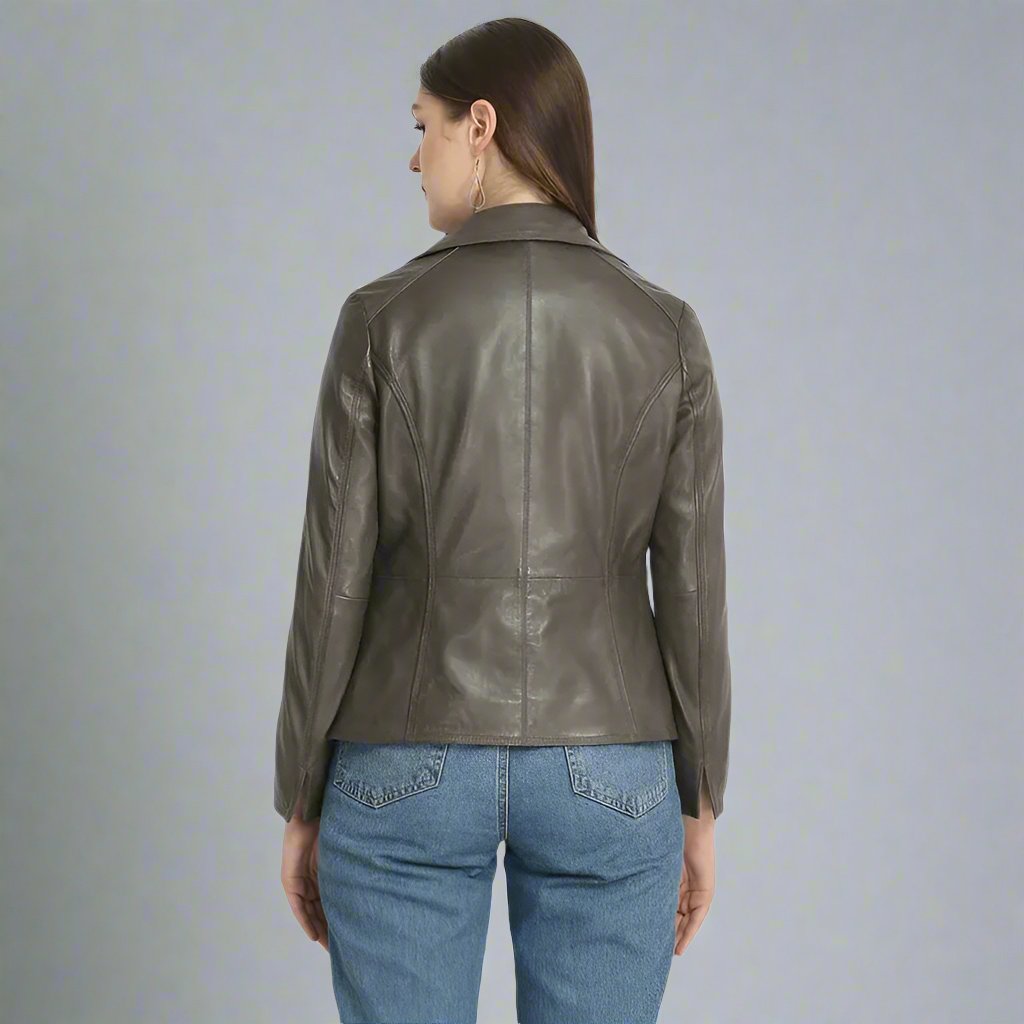 BOL Women's Classic Open Collar Leather Jacket - Velora Luxury Fashion