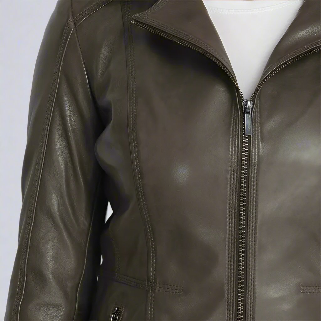 BOL Women's Classic Open Collar Leather Jacket - Velora Luxury Fashion