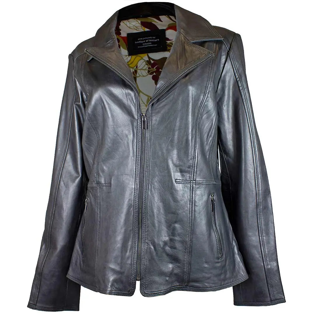 BOL Women's Classic Open Collar Leather Jacket - Velora Luxury Fashion