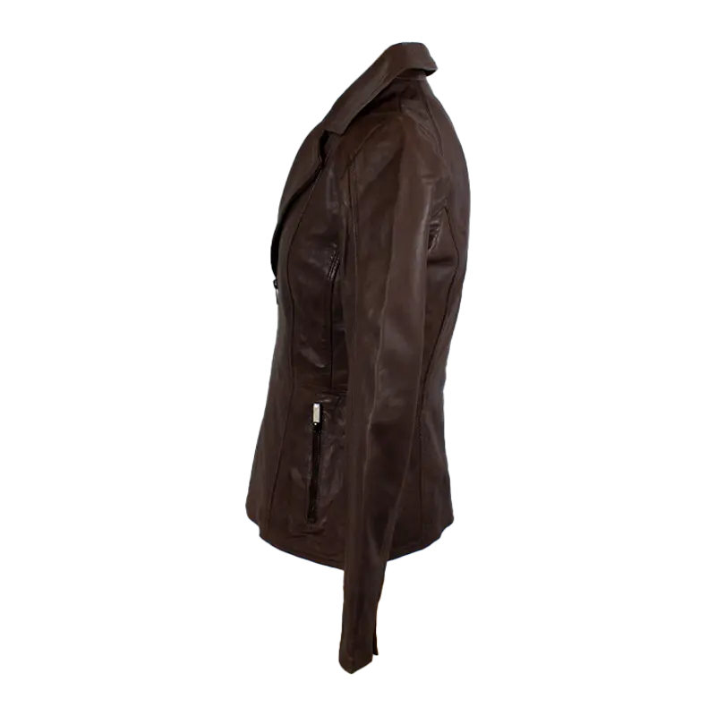 BOL Women's Classic Open Collar Leather Jacket - Velora Luxury Fashion