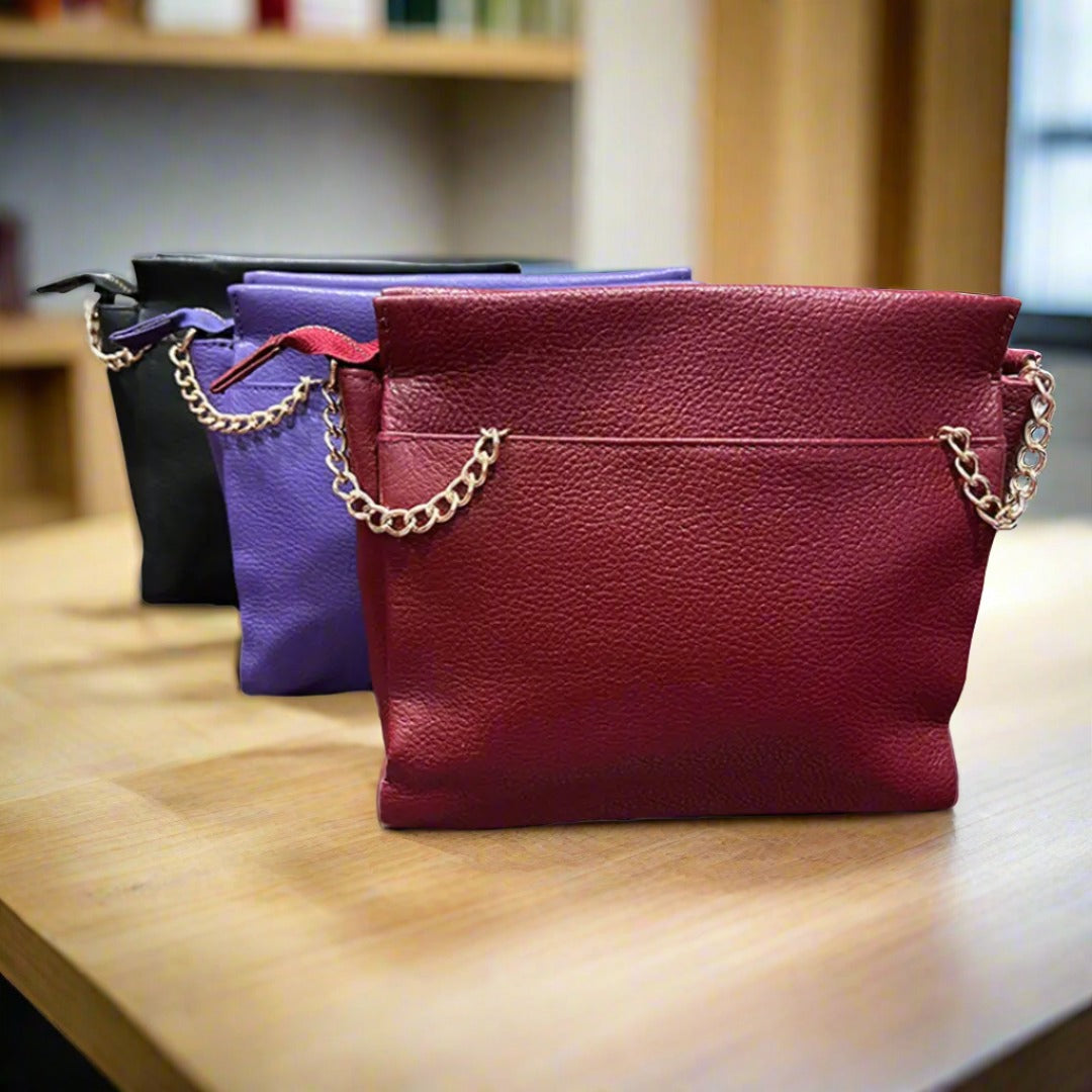 BOL Women's Cross Body Leather Bag with Chain and Leather Strap - Velora Luxury Fashion