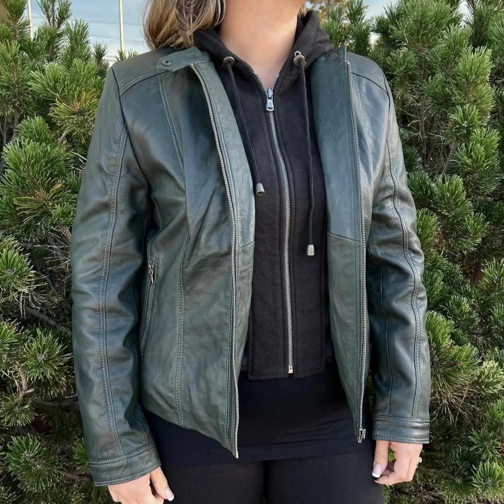BOL Women's Detachable Hooded Leather Jacket - Velora Luxury Fashion