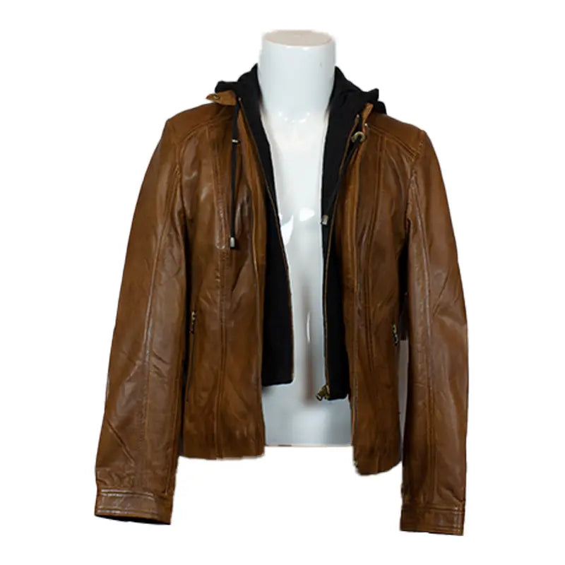 BOL Women's Detachable Hooded Leather Jacket - Velora Luxury Fashion