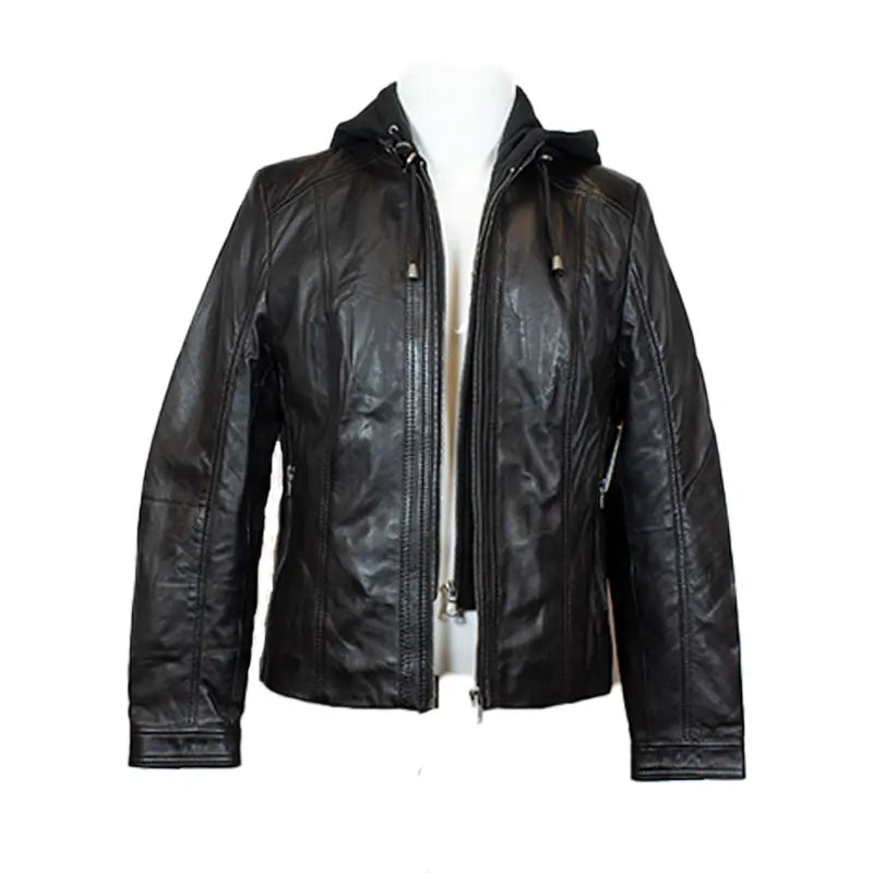 BOL Women's Detachable Hooded Leather Jacket - Velora Luxury Fashion
