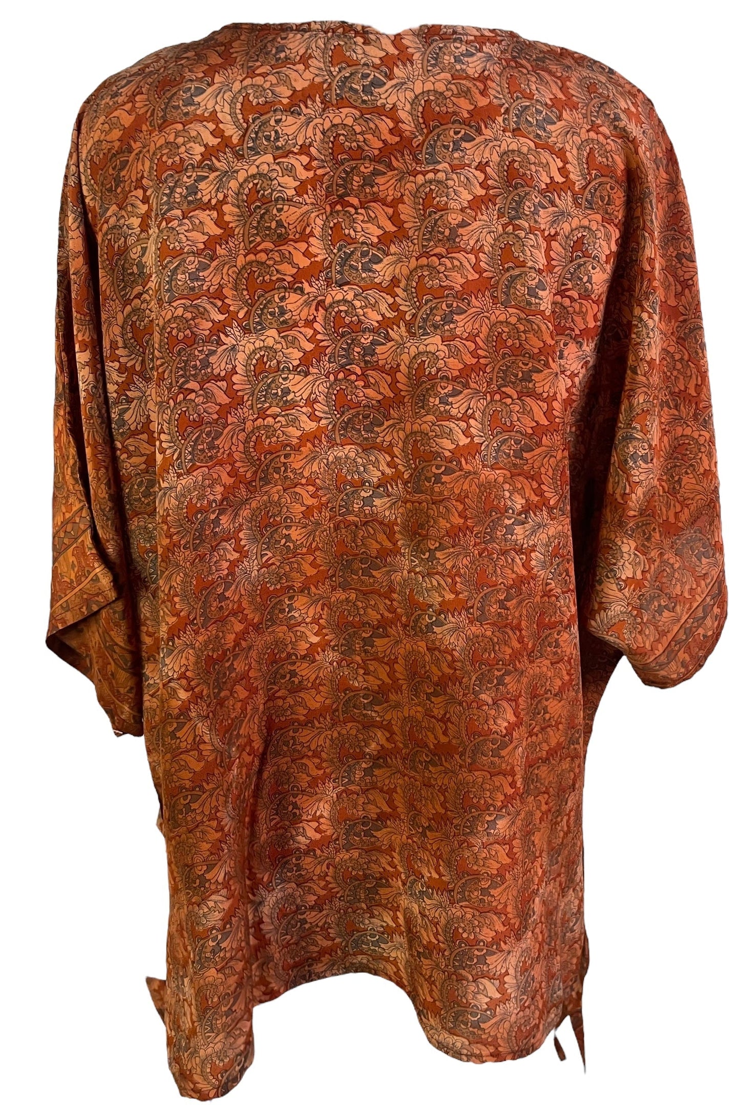 PRC7158 Avatar Pure Silk Long Tunic with Side Ties - Velora