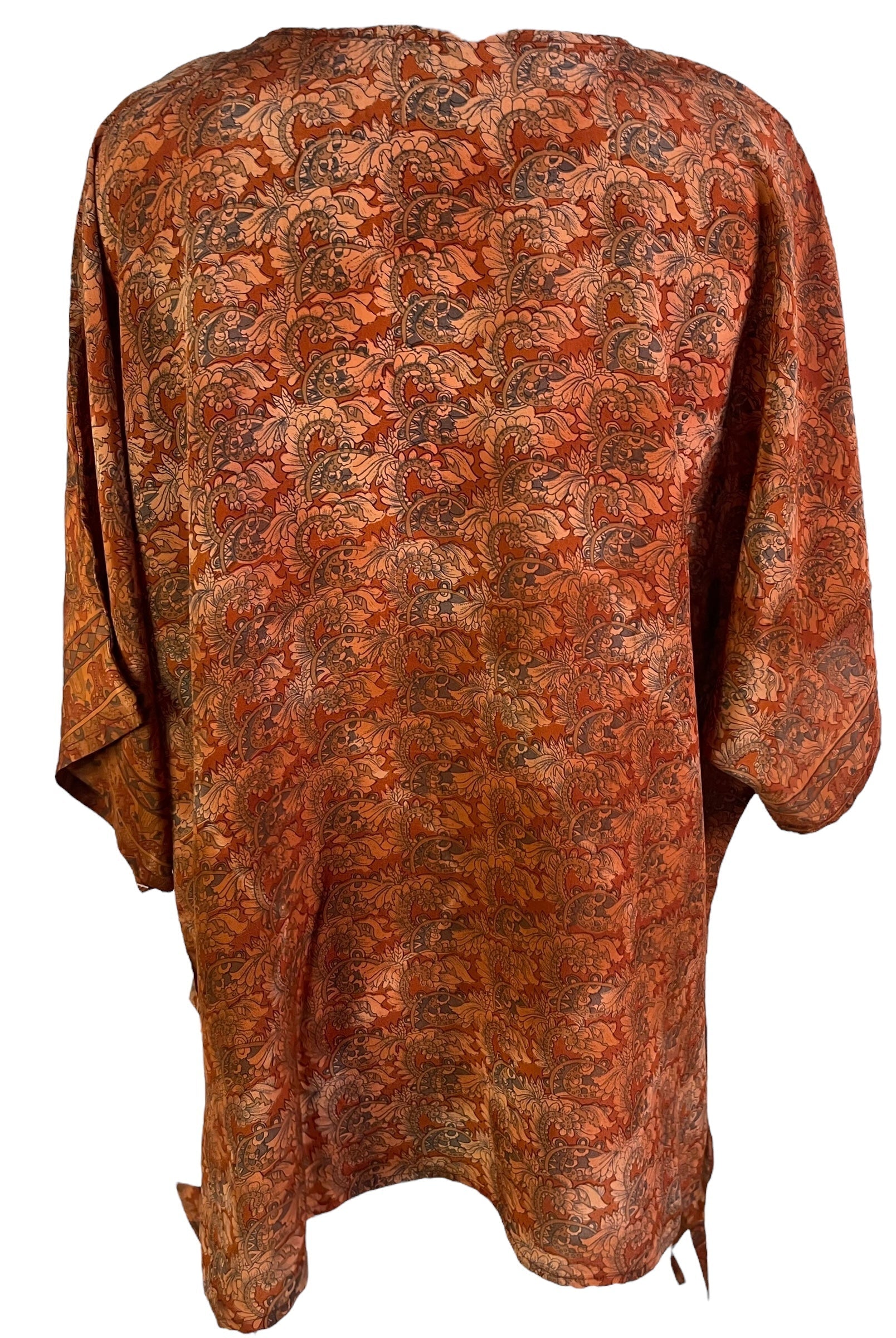 PRC7158 Avatar Pure Silk Long Tunic with Side Ties - Velora