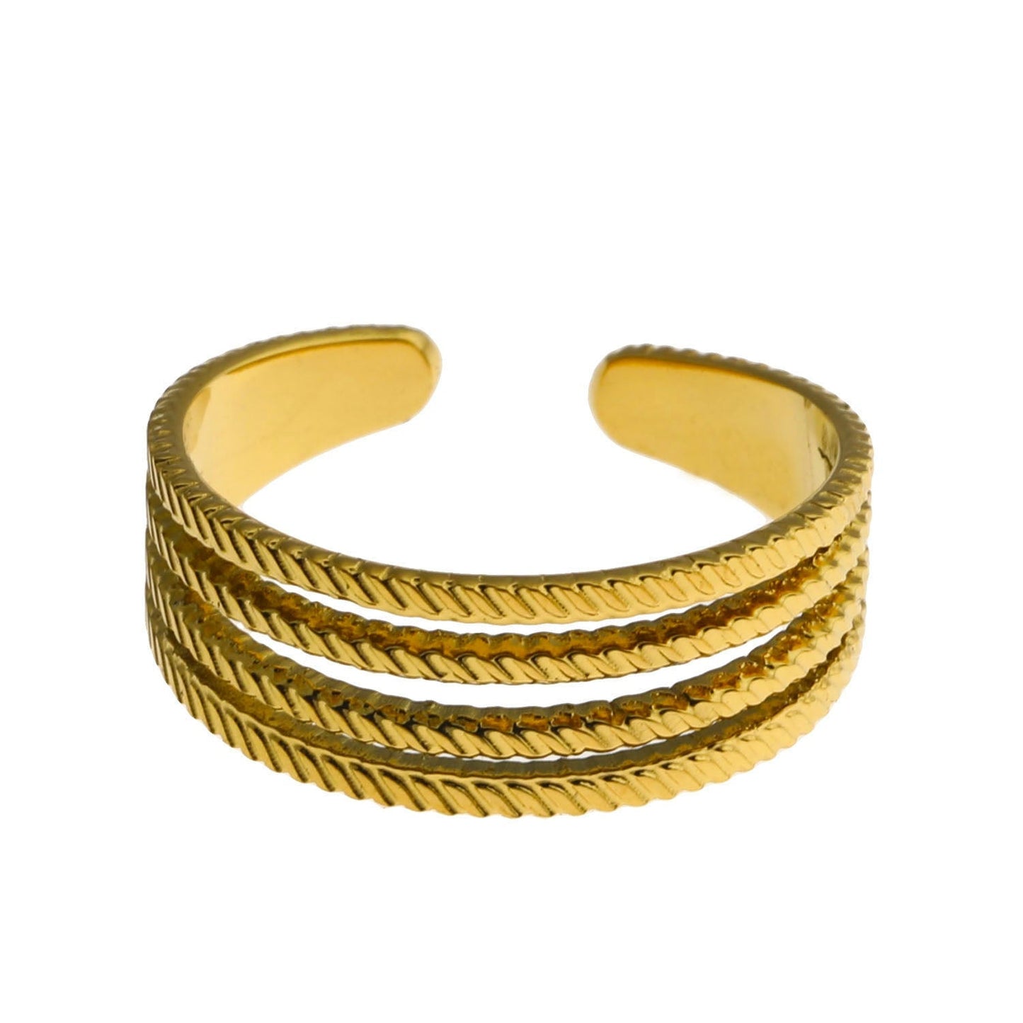 BRYONY: Symmetrical Textured Pre-Stacked Ring - Velora Luxury Fashion