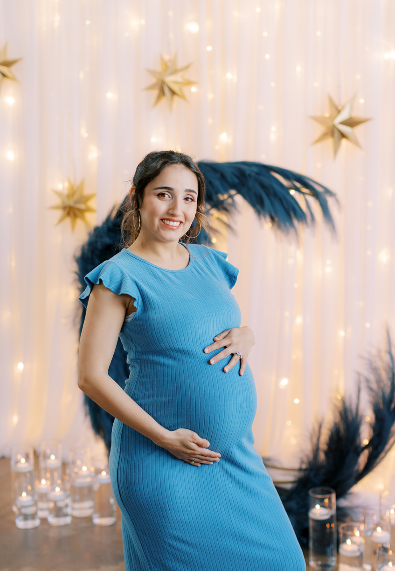 Baby Blue Ruffle Sleeve Ribbed Maternity Dress - Velora Luxury Fashion