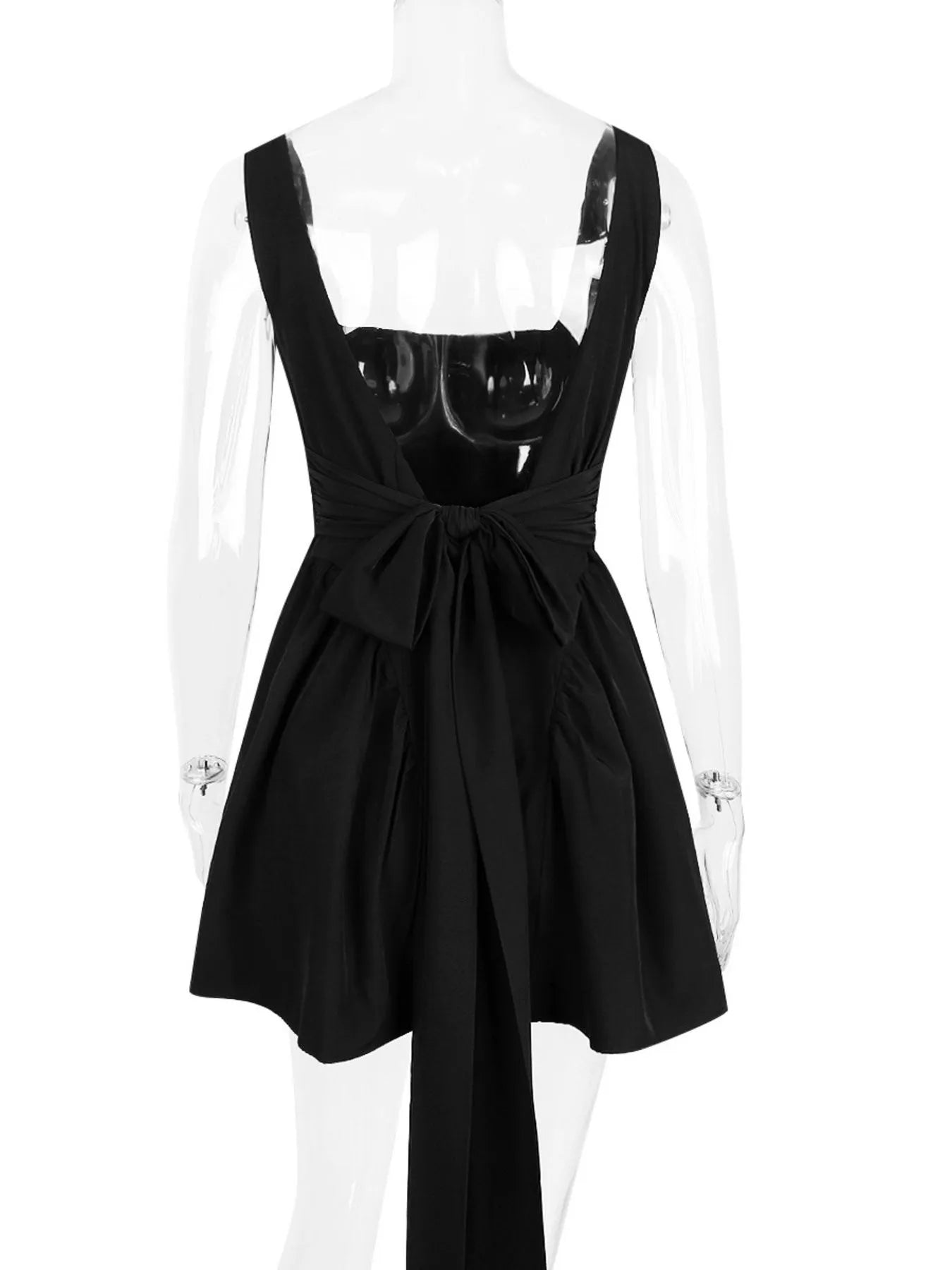 Backless Square Neck Mini Dress - Velora Luxury Fashion