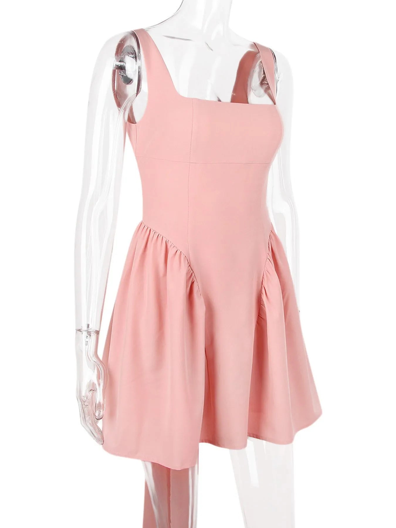 Backless Square Neck Mini Dress - Velora Luxury Fashion