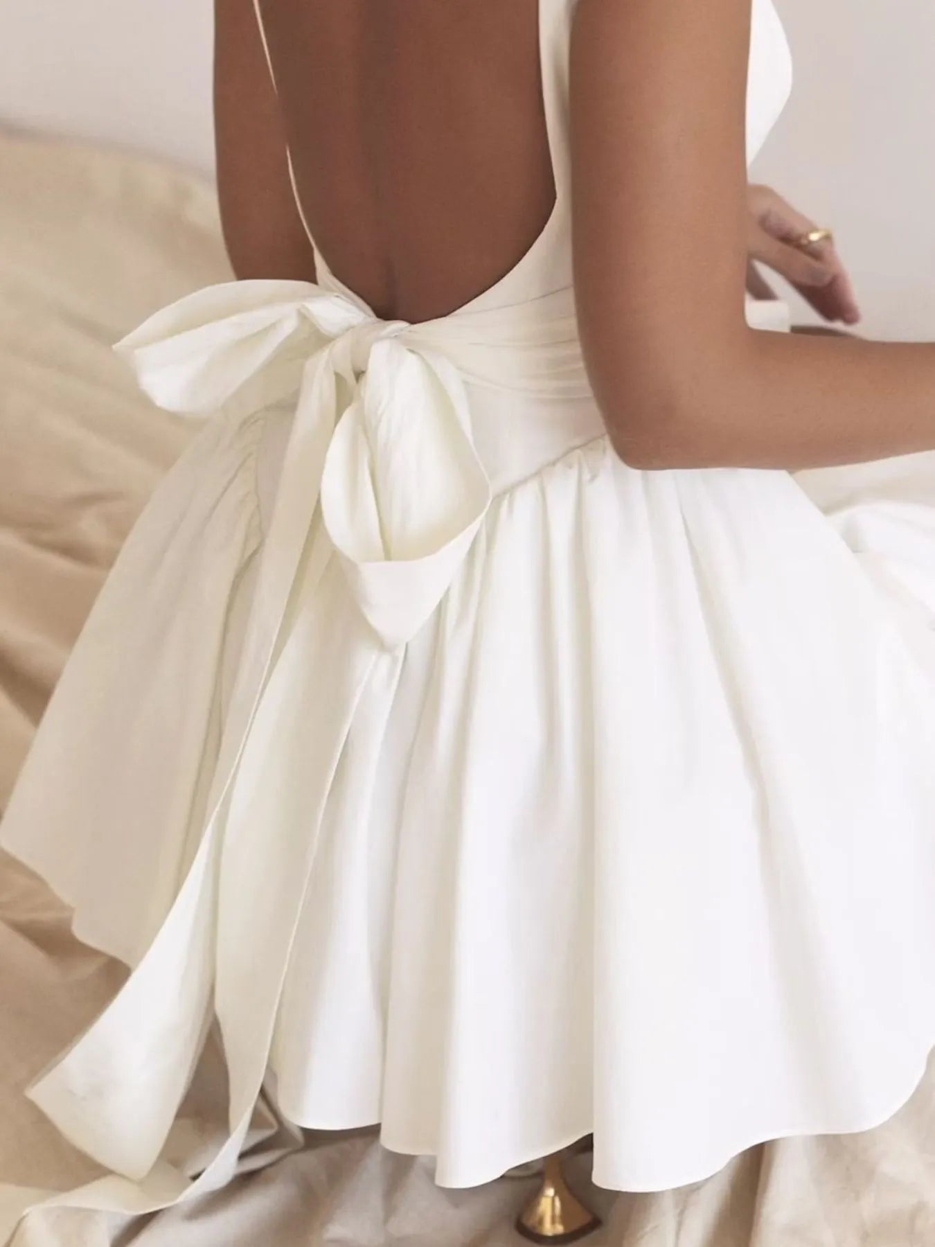 Backless Square Neck Mini Dress - Velora Luxury Fashion