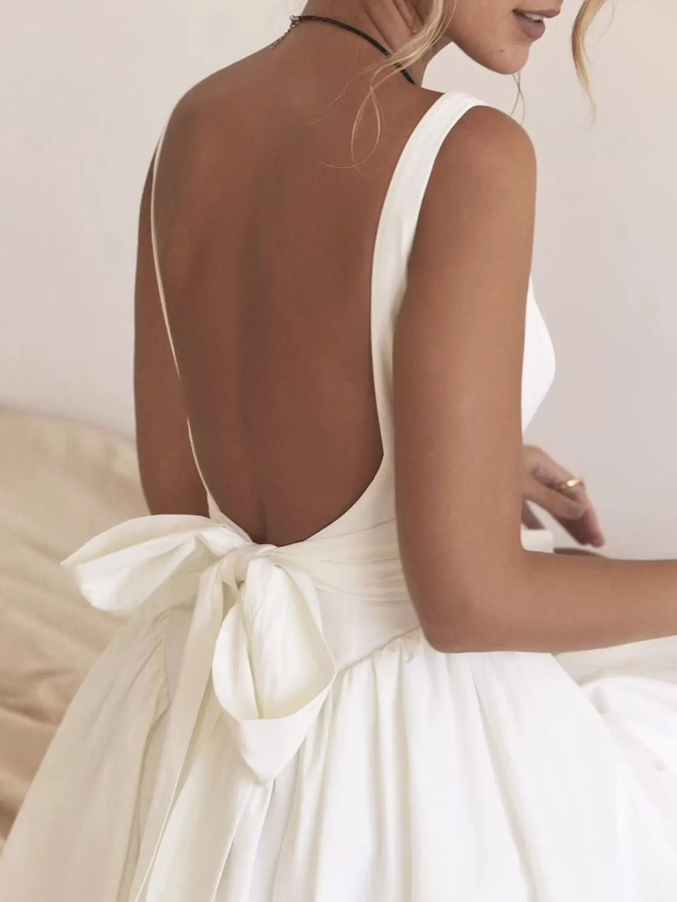 Backless Square Neck Mini Dress - Velora Luxury Fashion