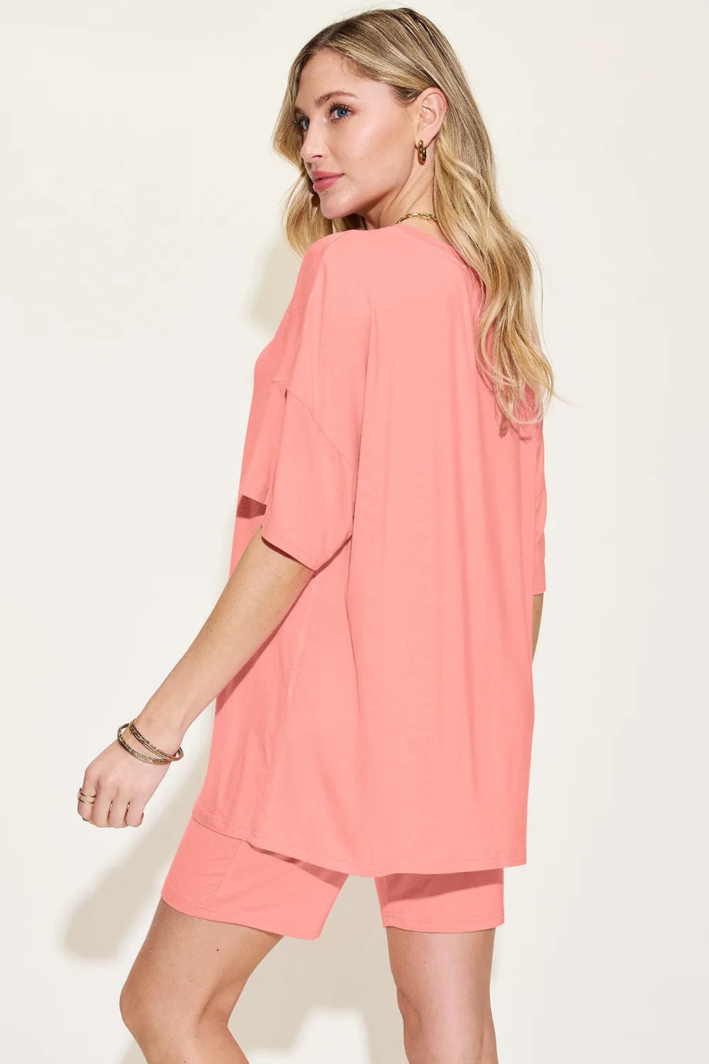 Basic Bae Bamboo Full Size  V-Neck Drop Shoulder T-Shirt and Shorts Set - Velora Luxury Fashion