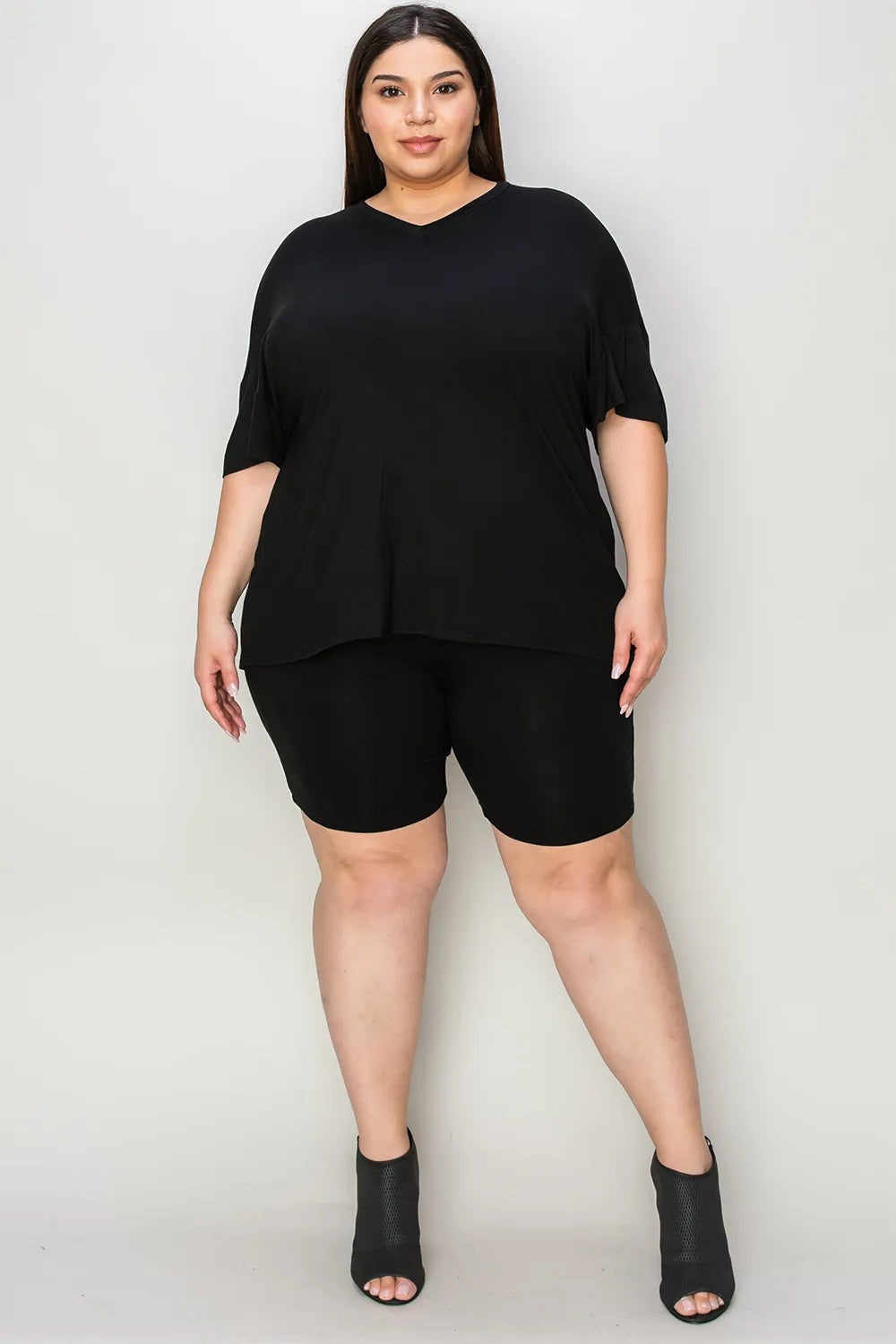 Basic Bae Bamboo Full Size  V-Neck Drop Shoulder T-Shirt and Shorts Set - Velora Luxury Fashion