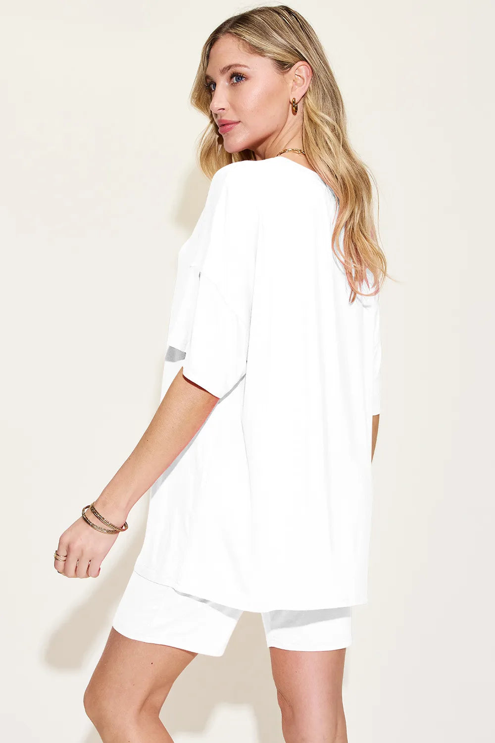 Basic Bae Bamboo Full Size  V-Neck Drop Shoulder T-Shirt and Shorts Set - Velora Luxury Fashion