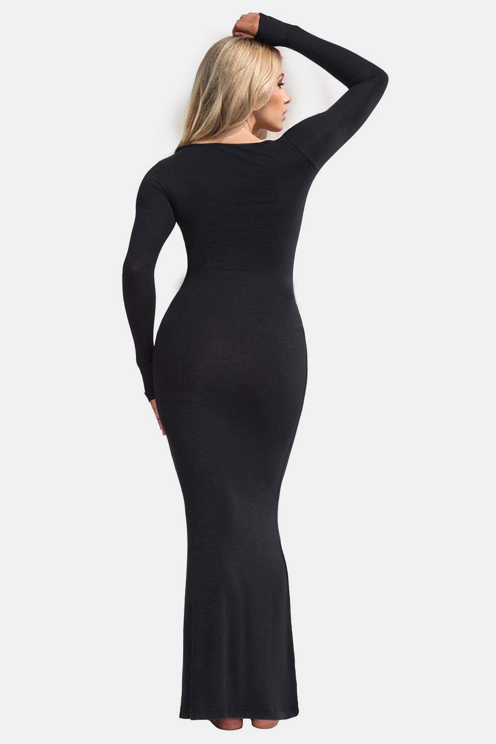 Basic Bae Built-In Shapewear Square Neck Long Sleeve Maxi Dress - Velora Luxury Fashion