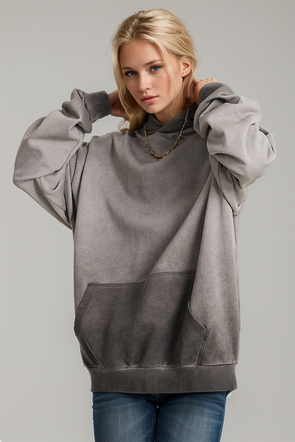 Basic Bae Drop Shoulder Long Sleeve Hoodie with Kangaroo Pocket - Velora Luxury Fashion