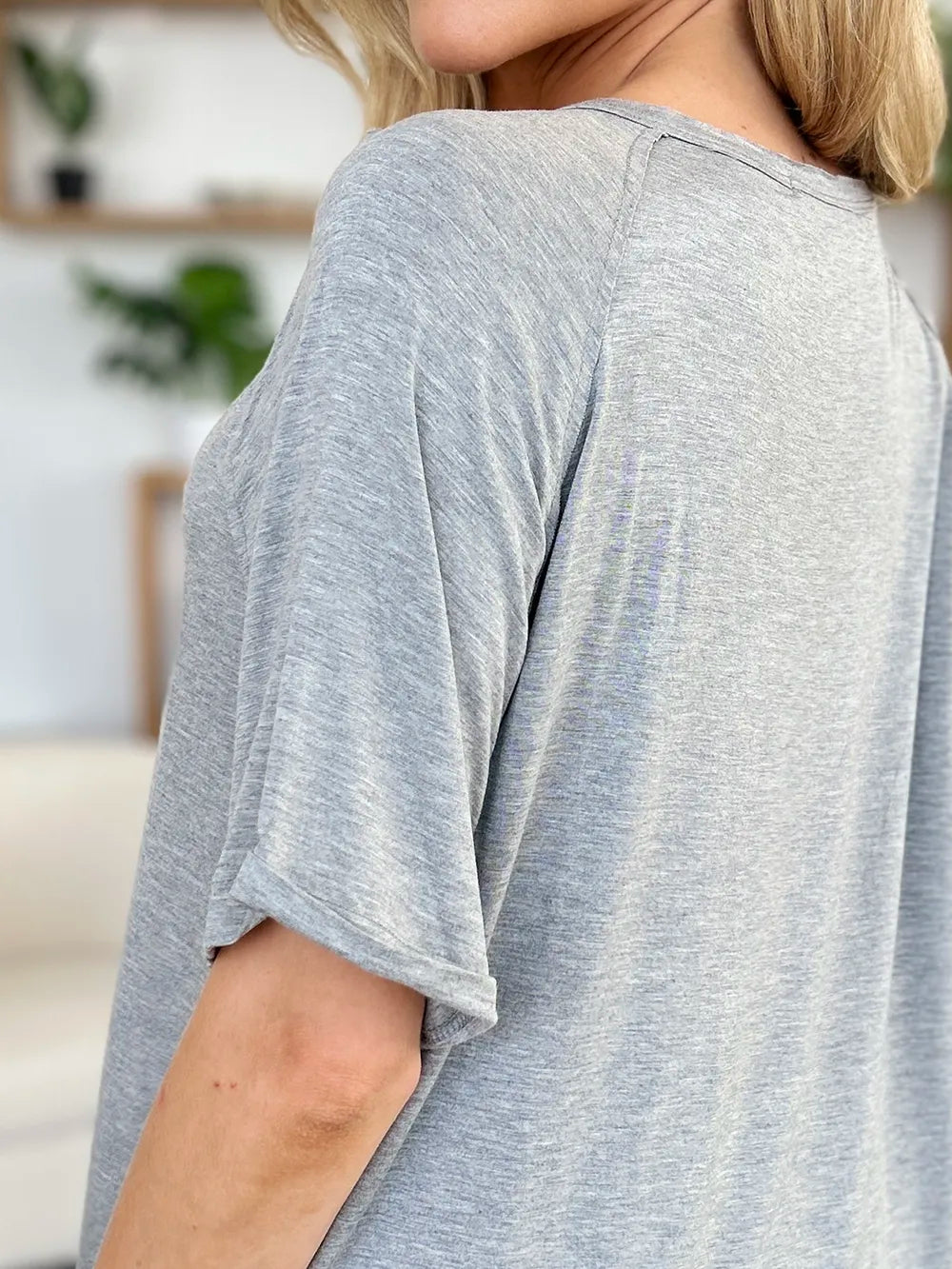 Basic Bae Full Size Bamboo Slit V-Neck Short Sleeve T-Shirt - Velora Luxury Fashion